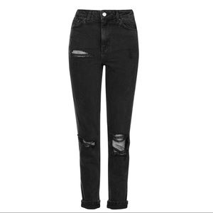 Topshop Mesh Slit Mom Jeans